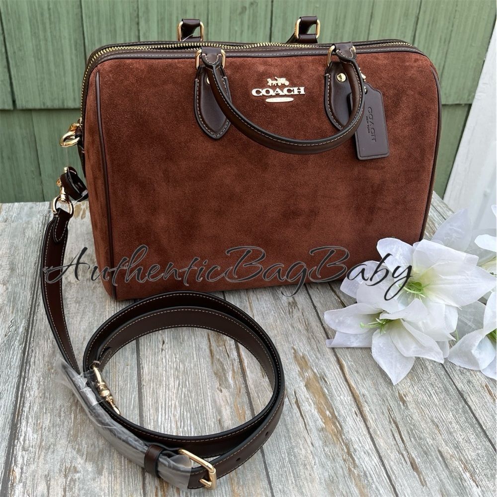 Coach Rowan Large Satchel Bag In Suede Purse - Picture 6 of 9